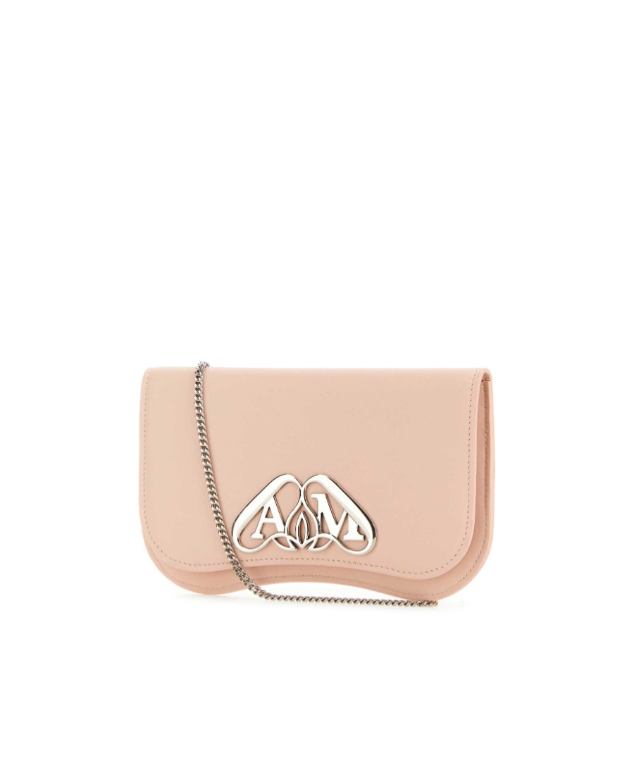 Alexander Mcqueen Logo-plaque Leather Crossbody Bag In Nude
