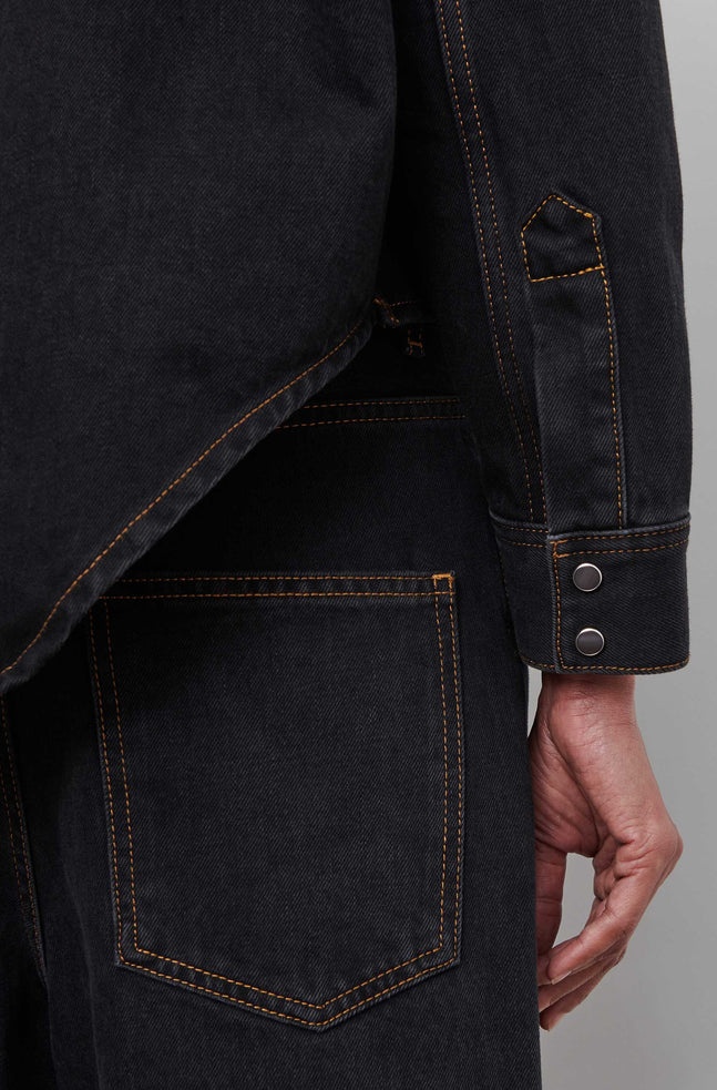 Wardrobe.nyc Denim Jacket With Chest Pockets In Black