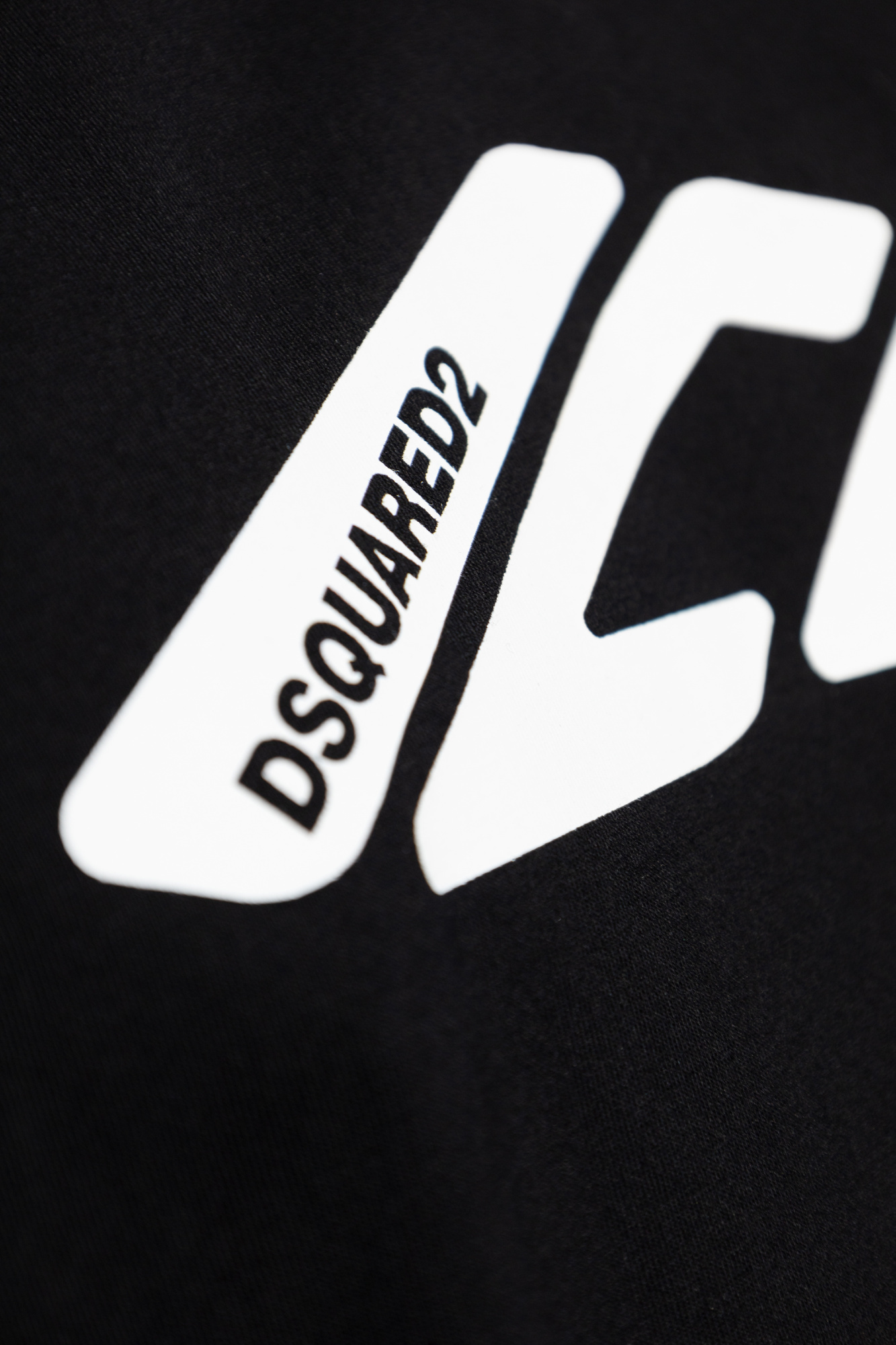 Dsquared2 Black T-shirt With Contrasting Icon Print In Cotton Man In Black