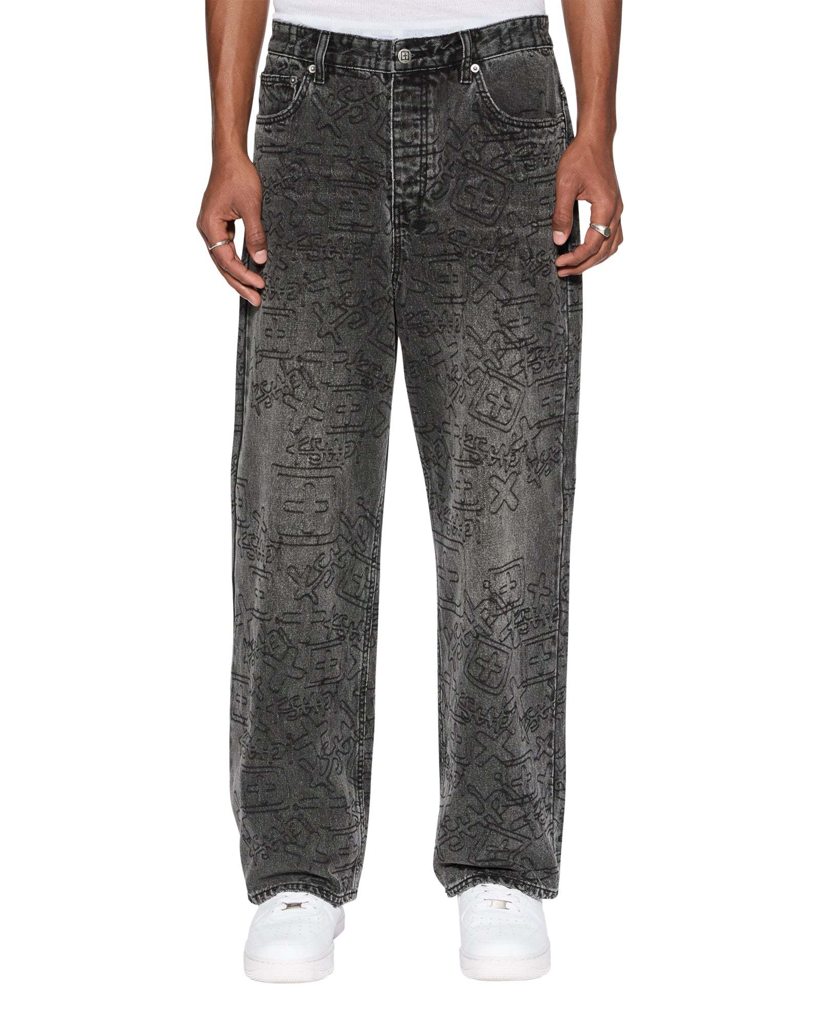 Shop Ksubi Exaggerated Straight Jeans In Black