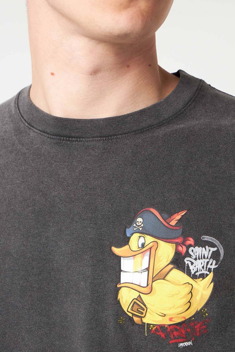 Mc2 Saint Barth Open-necked Black Shirt In Gray
