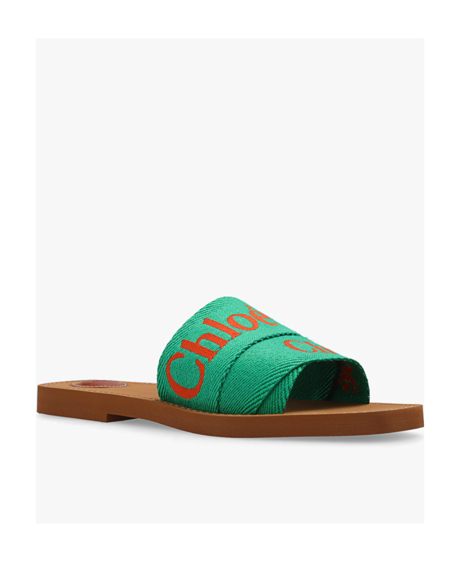Chloé Logo Slippers In Green