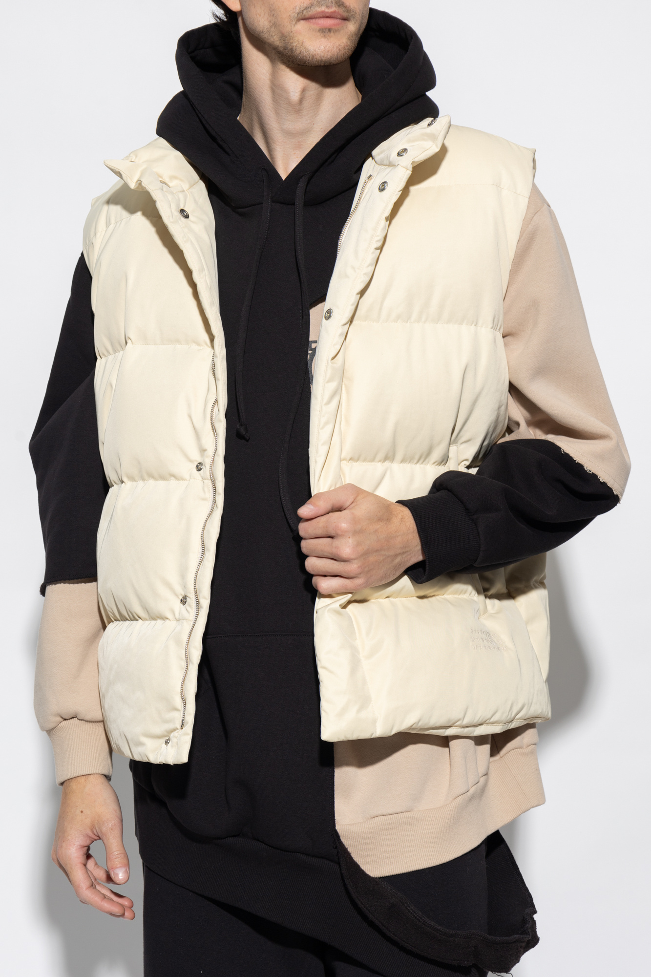Mm6 Maison Margiela High-neck Padded Gilet In Nude
