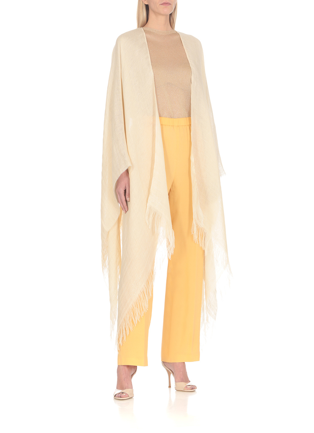 Fabiana Filippi Elasticated Waistband Straight Crepe Trousers In Yellow