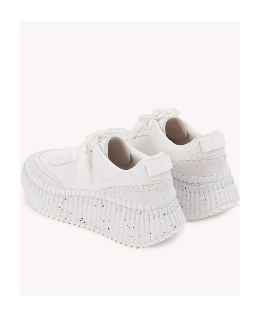 Chloé Nama Embroidered Suede And Recycled Mesh Sneakers In White