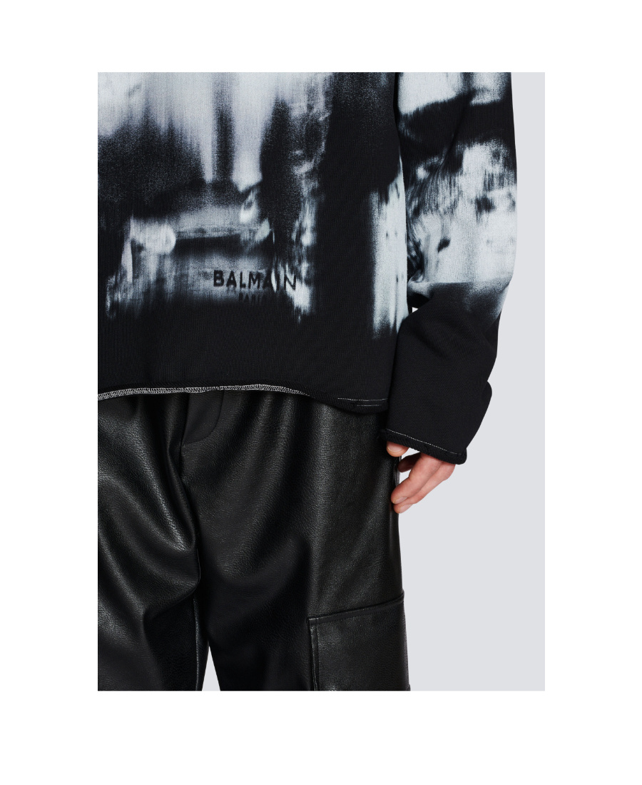 Shop Balmain Cotton T-shirt With Body Armour Print In Black