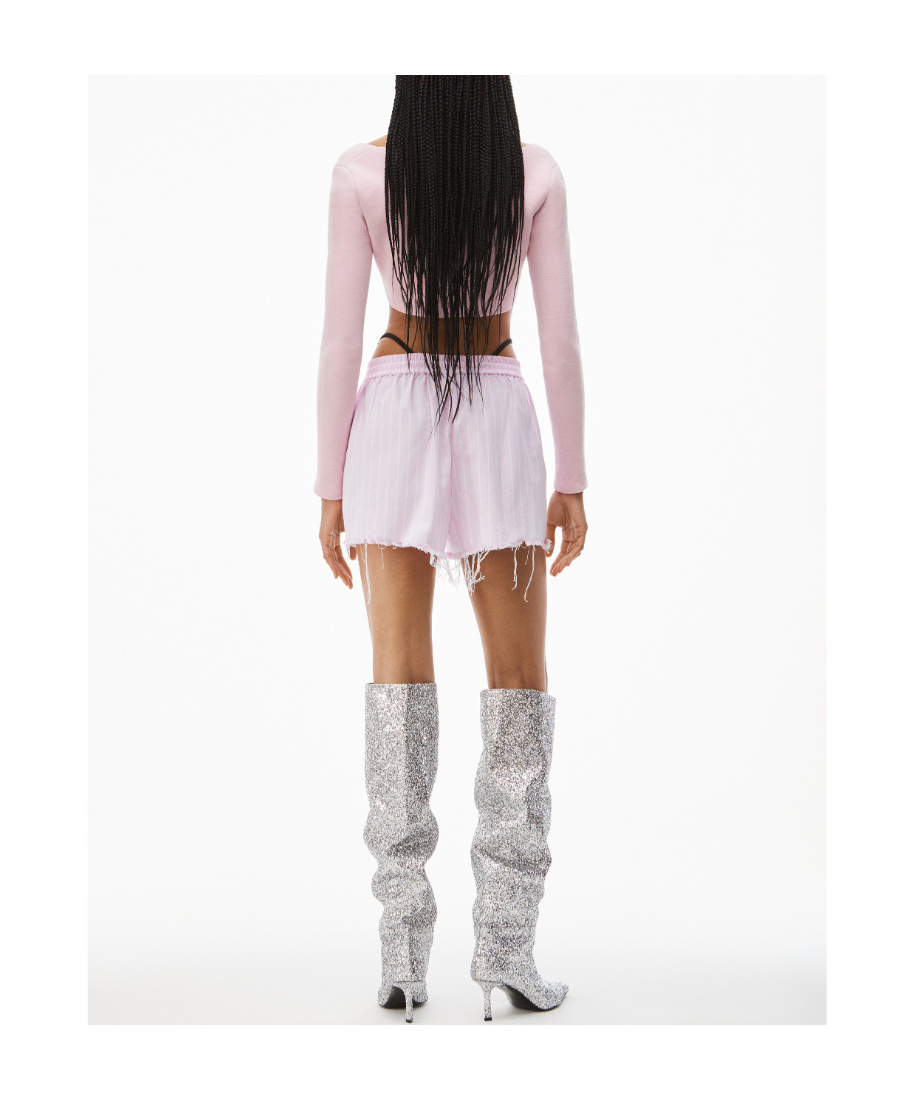 Alexander Wang T Crystal-embellished Raw-cut Shorts In White