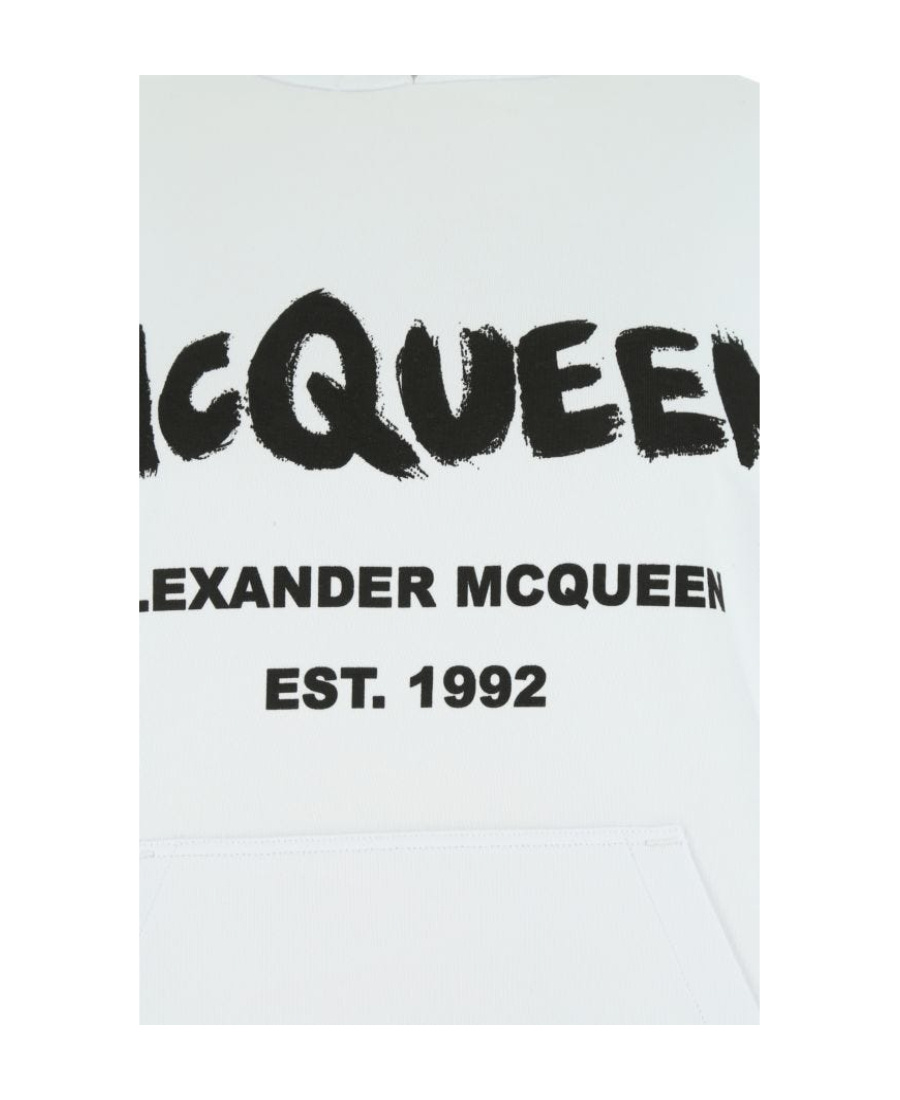 Alexander Mcqueen Logo-print Drawstring Hoodie In White