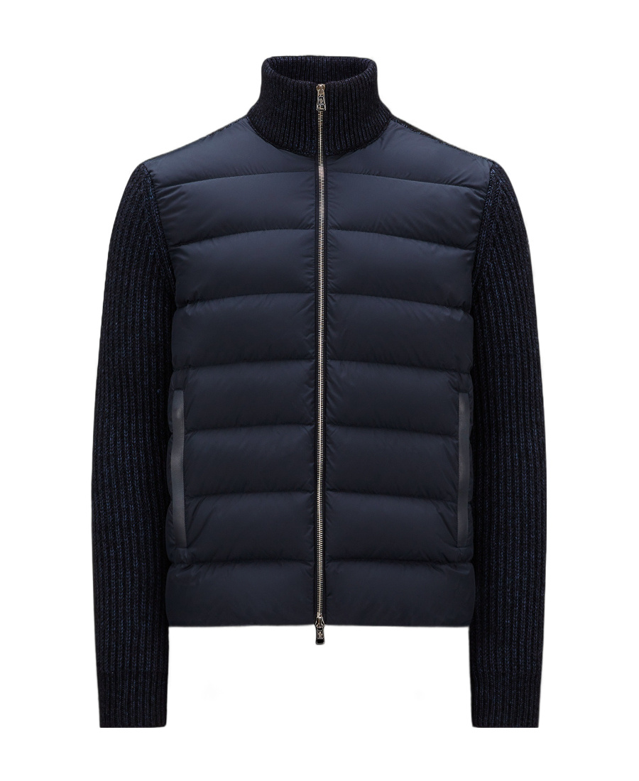 Moncler Padded Cotton-blend Cardigan In Blue