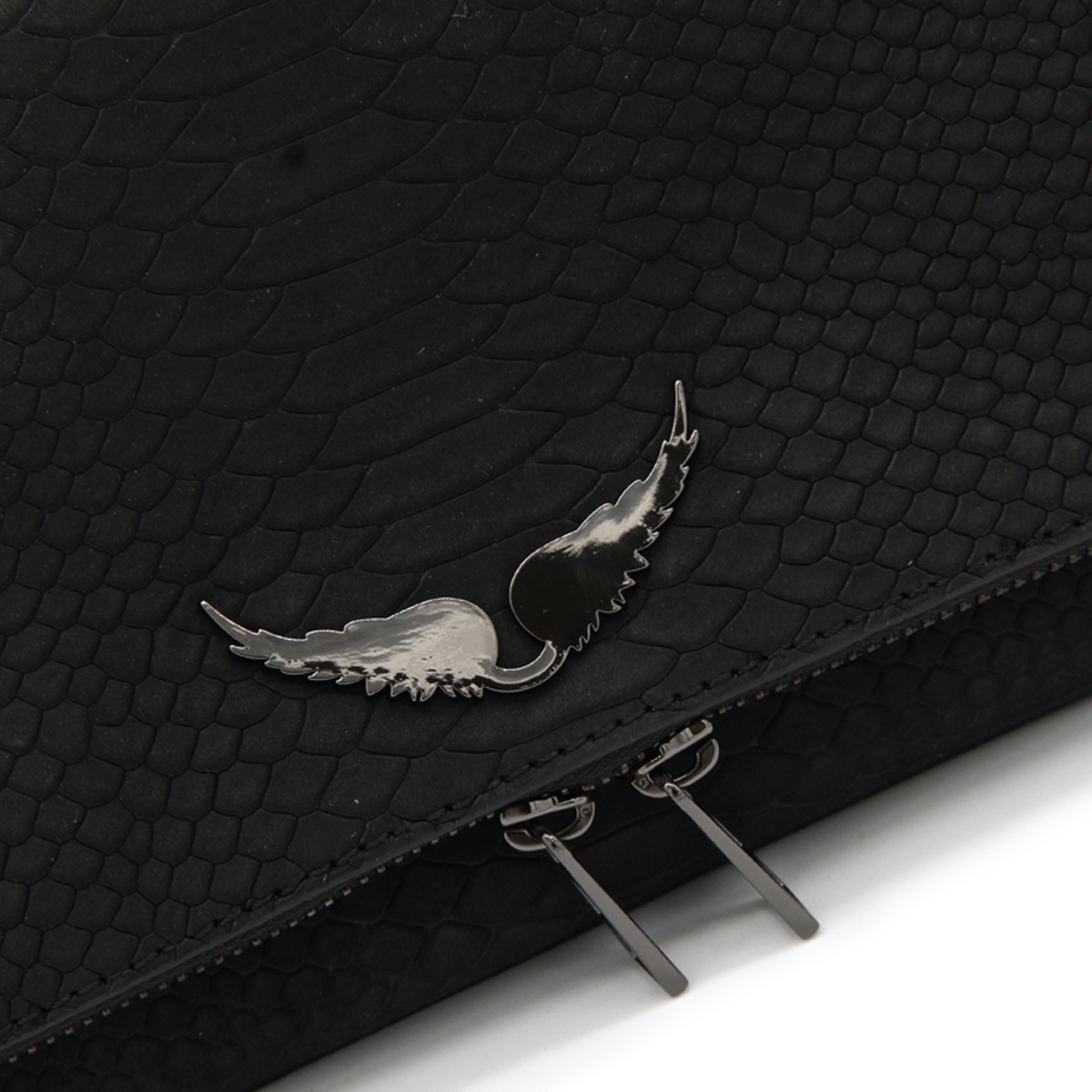 Shop Zadig & Voltaire Croc-embossed Crossbody Bag In Black