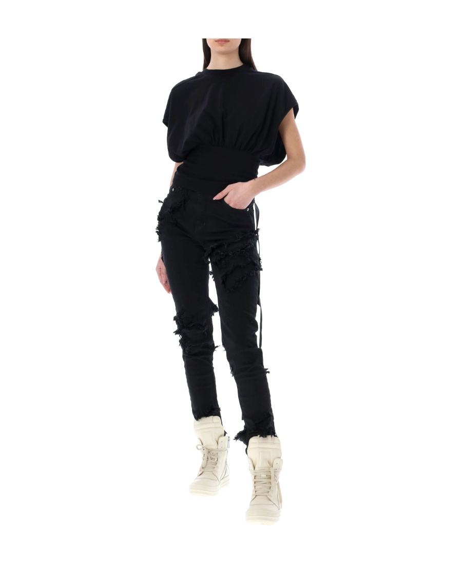 Rick Owens Drkshdw Detroit Distressed Denim Jeans In Black
