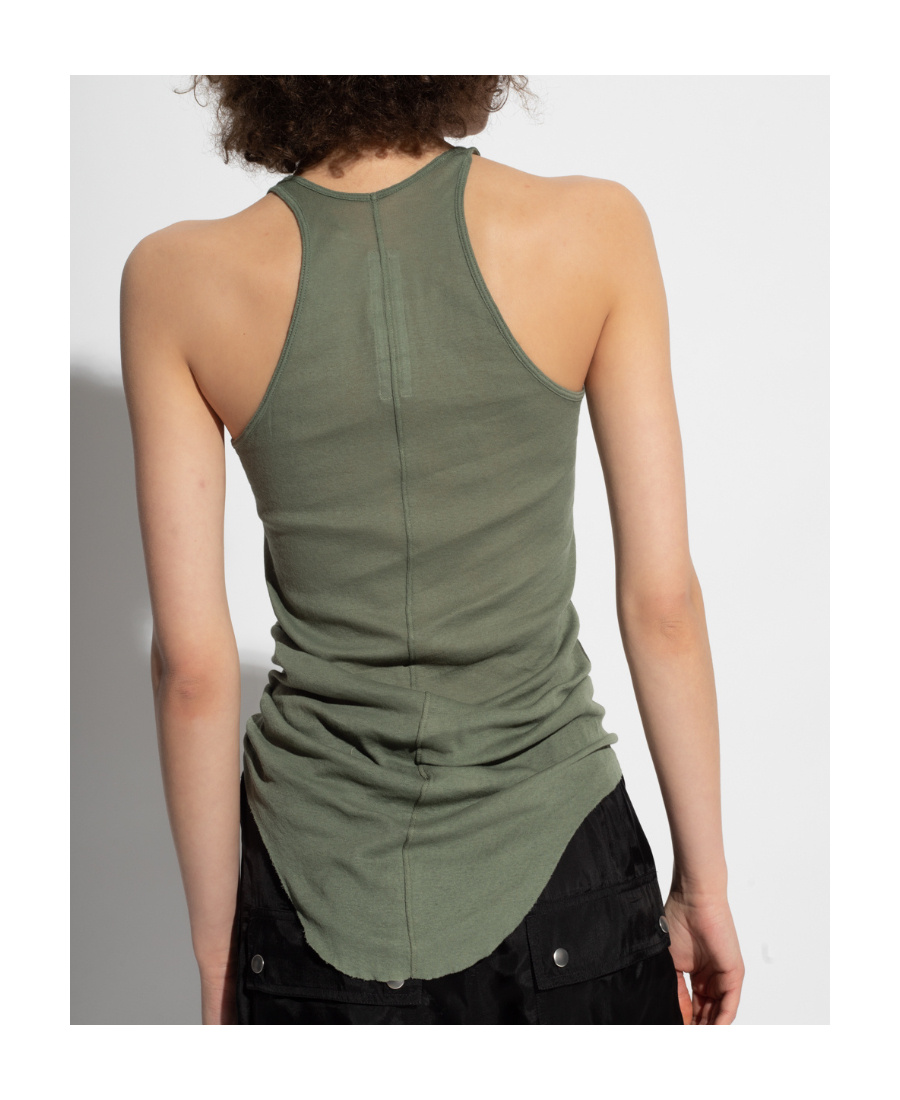 Rick Owens Basic Ribbed-knit Tank Top In Green