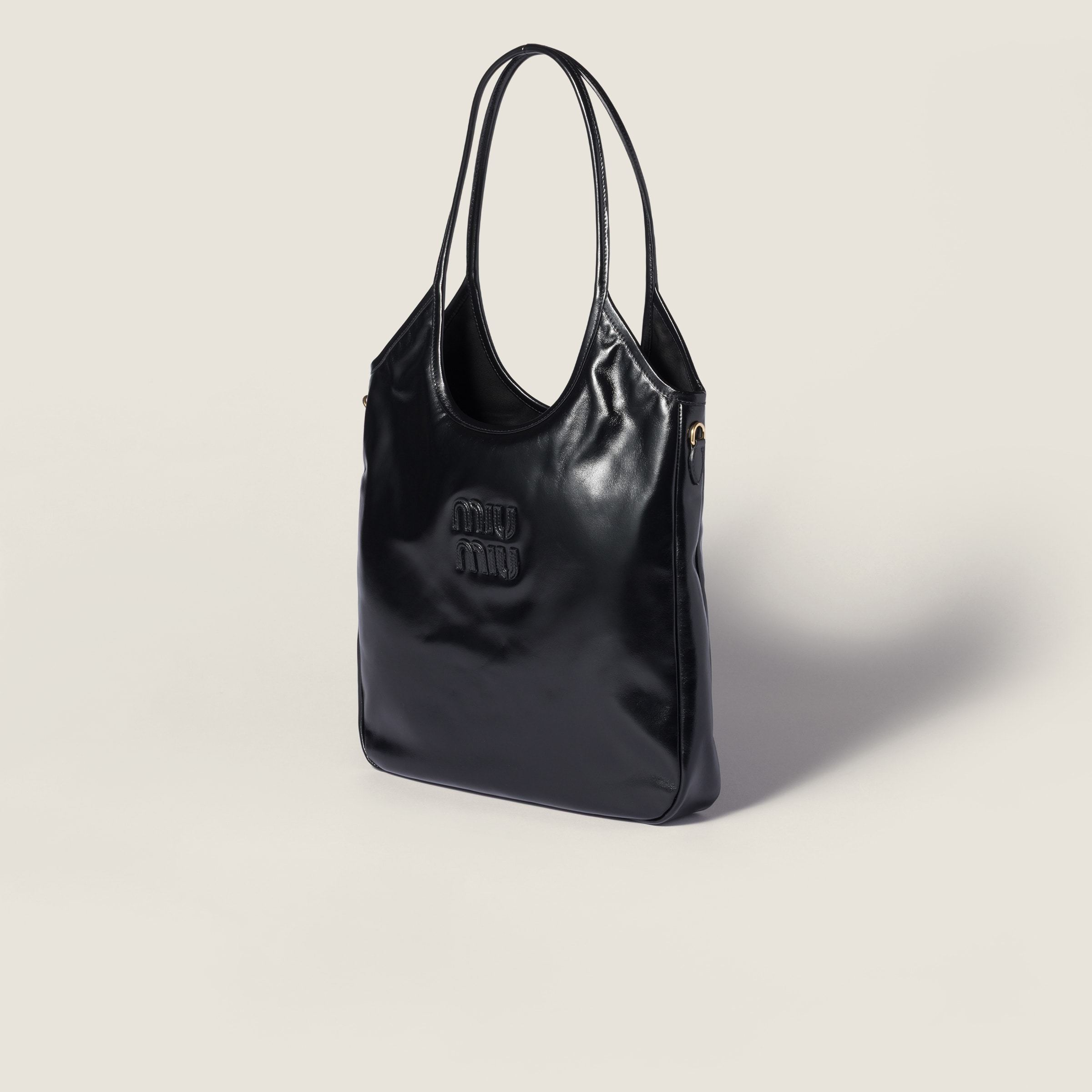 Miu Miu Ivy Leather Bag In Black