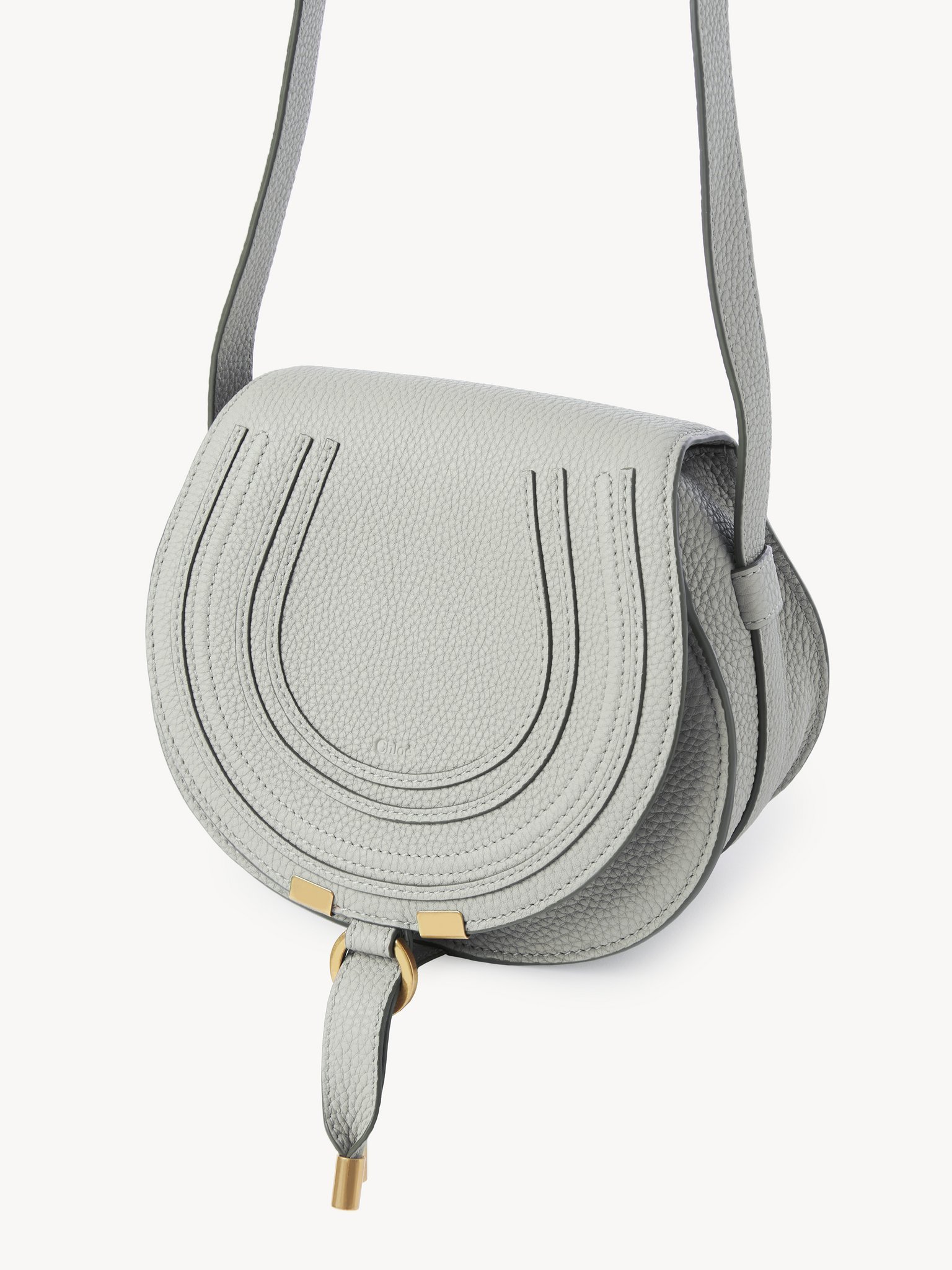 Chloé Small Flip Saddle Bag In Gray