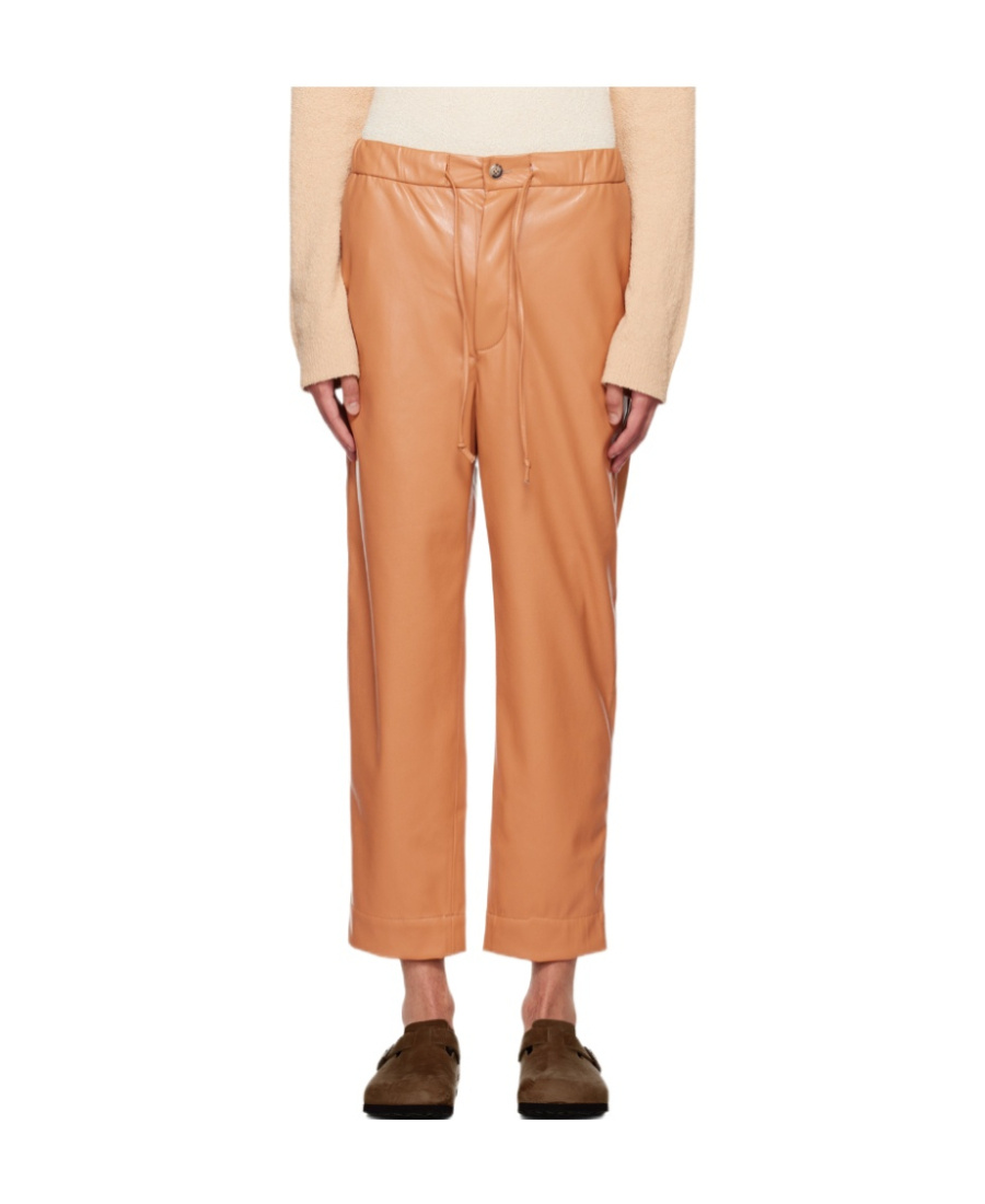 Nanushka Tan Jain Faux-leather Pants In Brown
