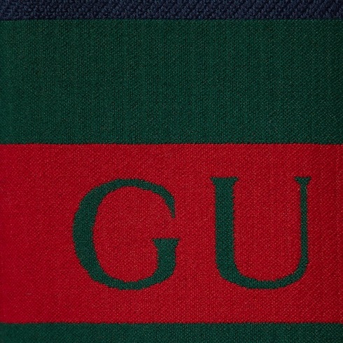 Gucci Striped Webbing Wool Coat In Black
