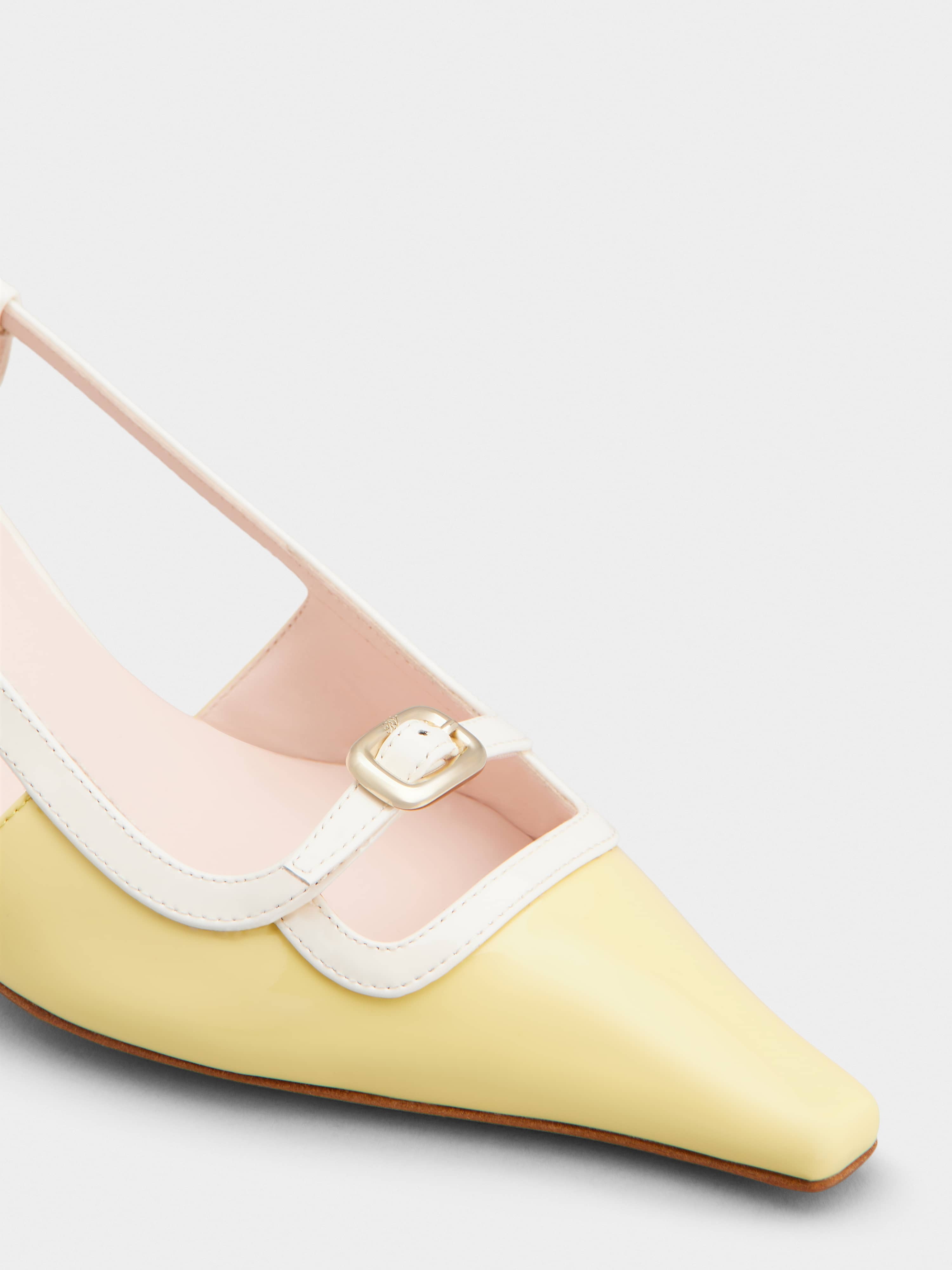 Roger Vivier Mini Buckle Sling Back Pumps 55 In Nude