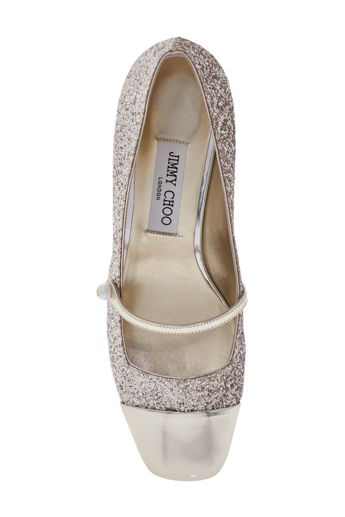 Jimmy Choo Glitter And Laminated Leather Pumps Color Gold And Sand In Gray