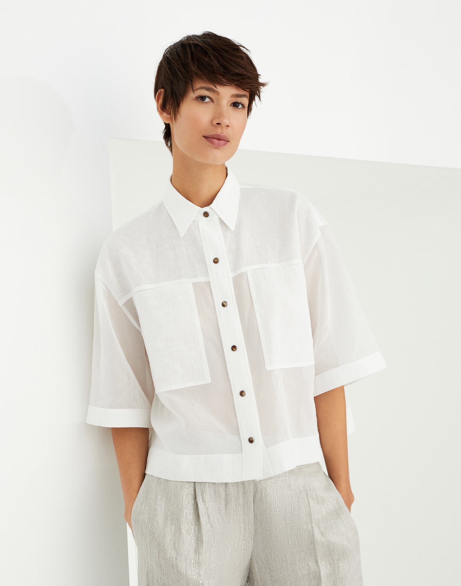 Brunello Cucinelli Cotton Shirt With Jewel Application In White