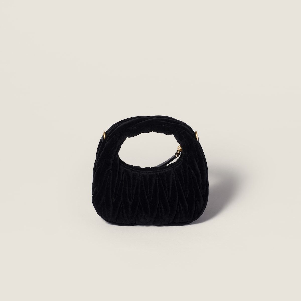 Miu Miu Women Black Velvet Mini Wander Handbag In Black