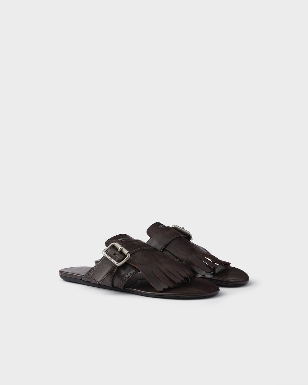 Prada Slippers Infradito Shuffle In Pelle Nera Donna