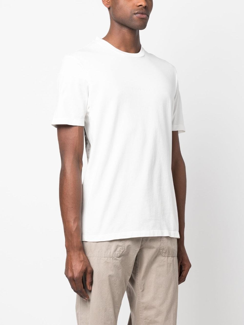 C.p. Company White T-shirt With Logo Embroidered On The Front Tone-on-tone In Cotton Man In White