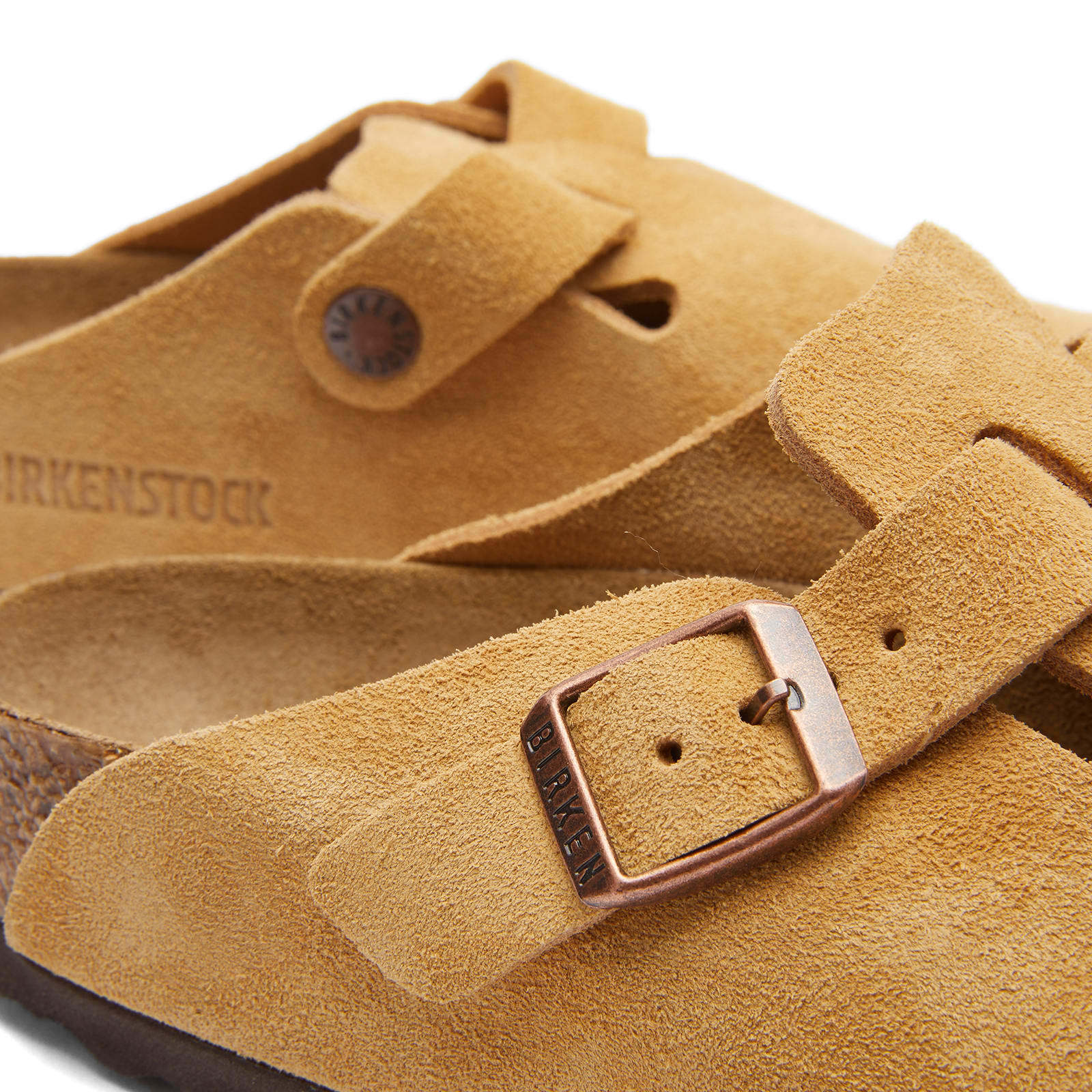 Shop Birkenstock Boston Suede Slides In Brown