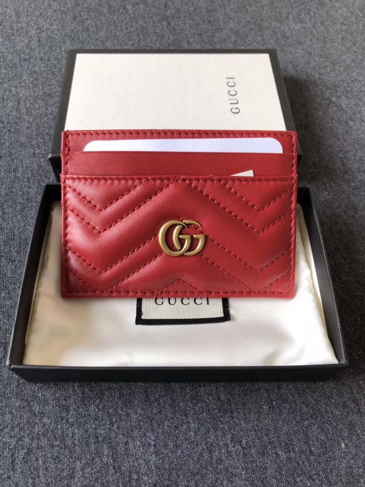 Gucci Gg Marmont Card Case In Red