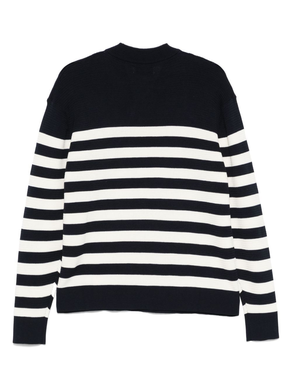 Laneus White And Blue Striped Cotton Polo Shirt In Black