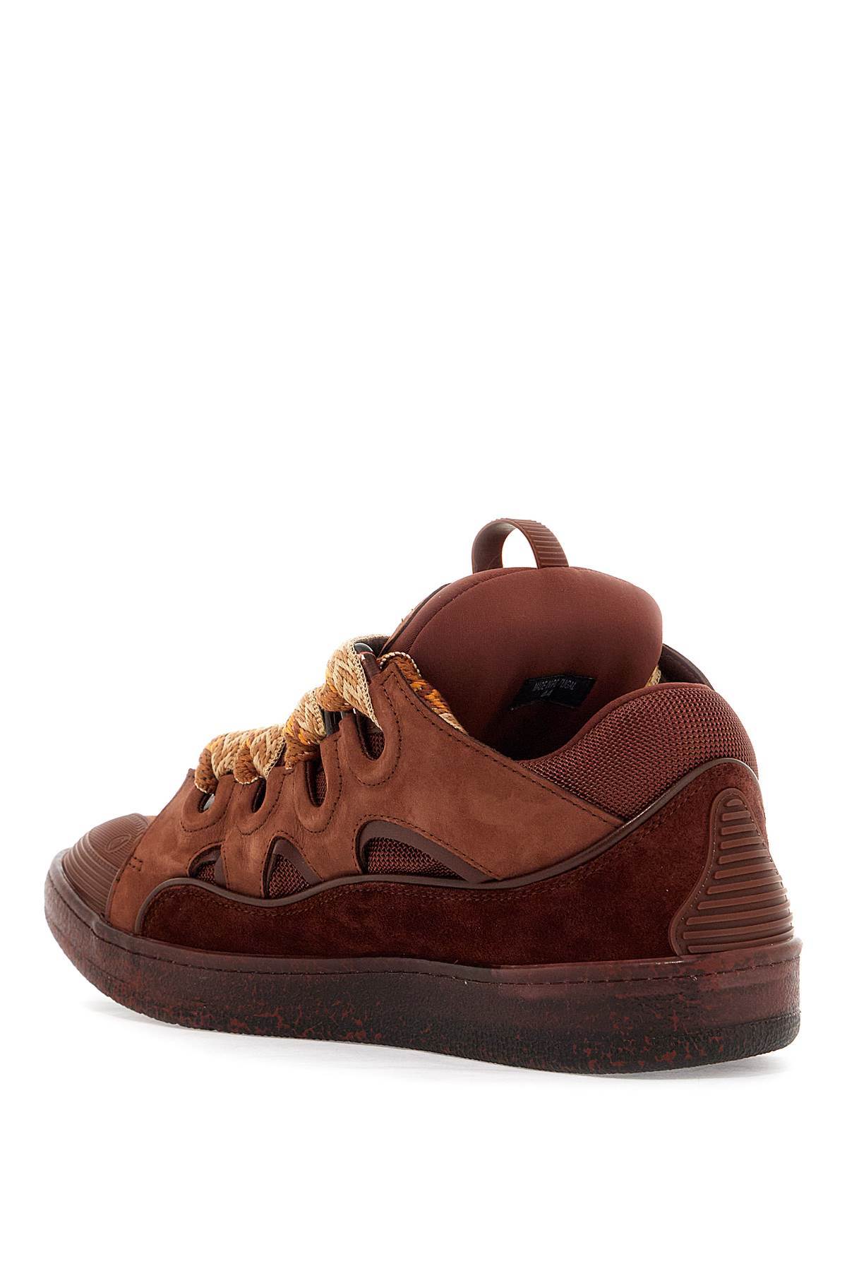 Shop Lanvin Curb Lace-up Sneakers In Brown