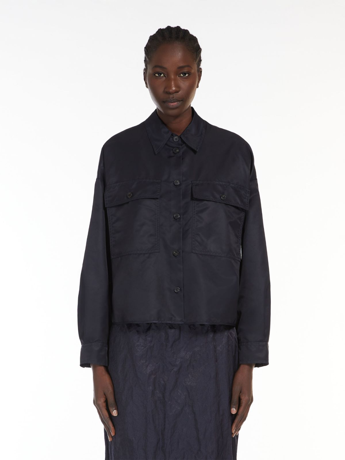 Weekend Max Mara Long-sleeve Flap-pocket Shirt In Black