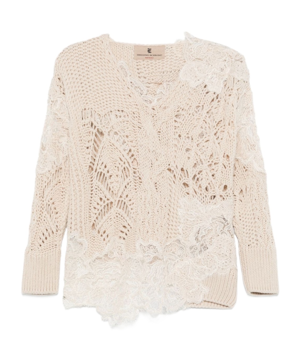 Ermanno Scervino Lace-detail Sweater In Nude