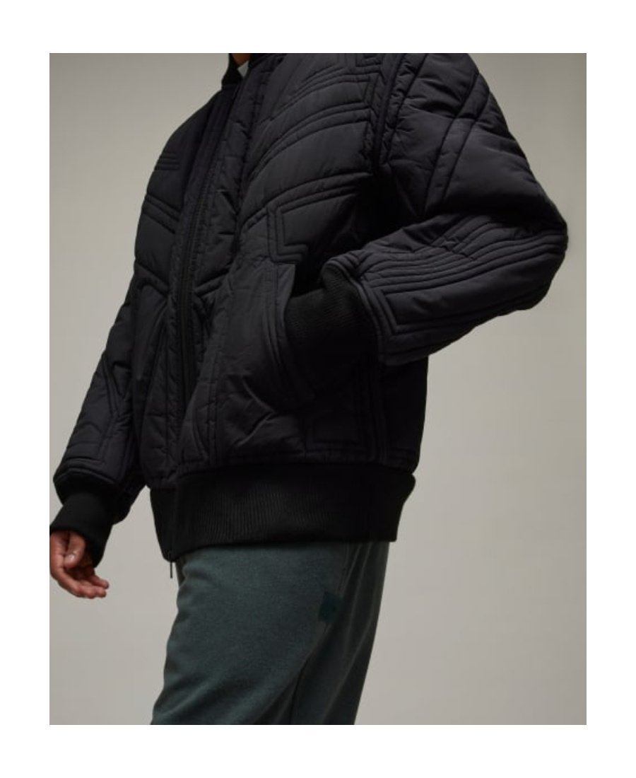 Y-3 Quilted Zip-up Bomber Jacket In Black
