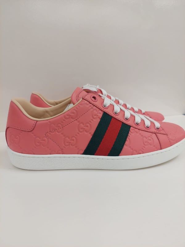 Gucci Ace Round-head Low-cut Casual Shoes In Pink
