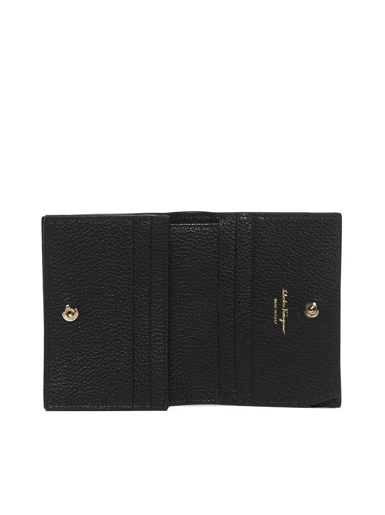 Ferragamo Small Gancini Leather Wallet In Black