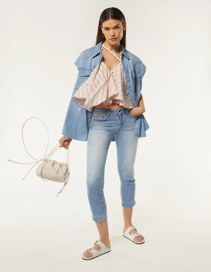 Dondup Straight-leg Cropped Jeans In Blue