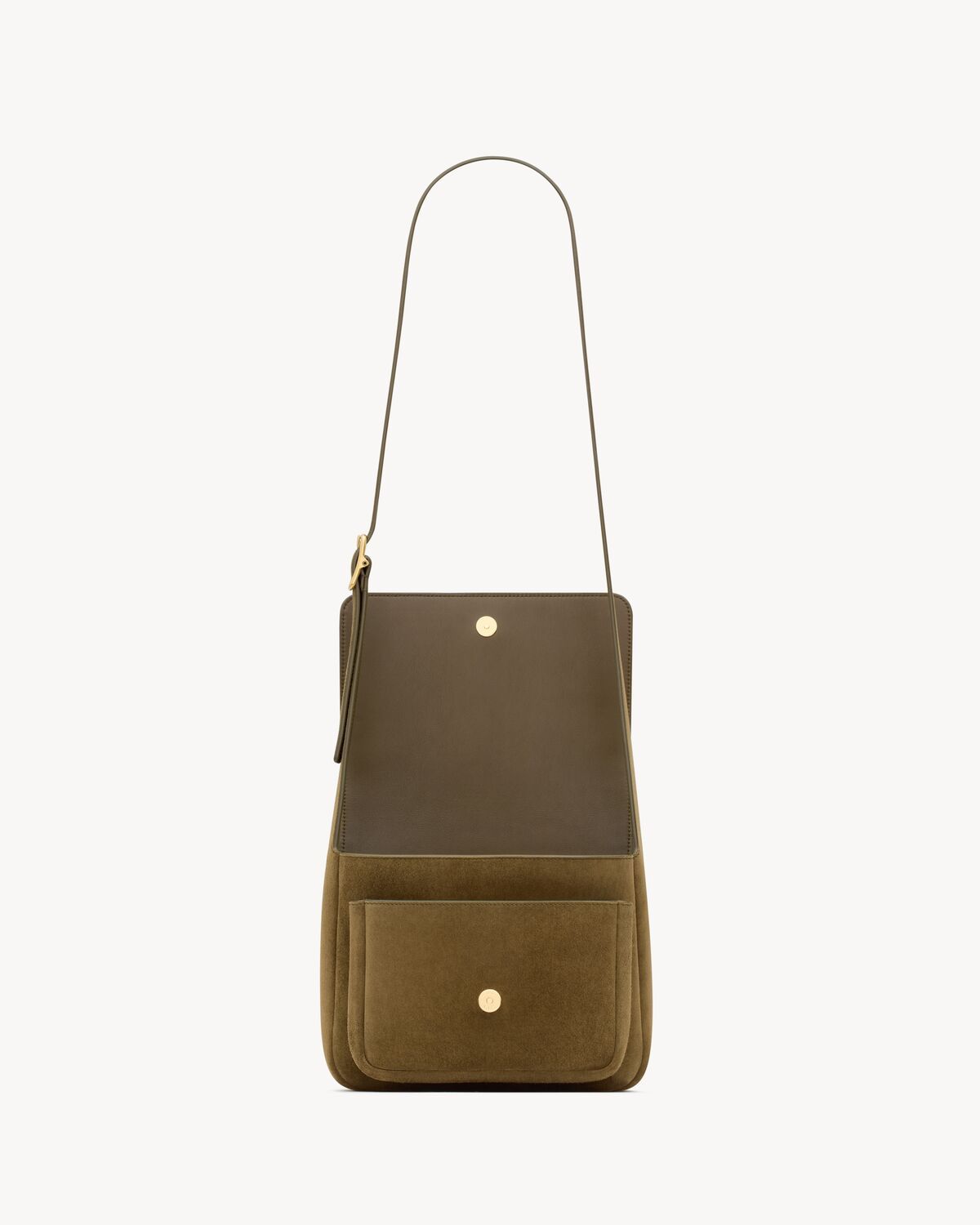 Saint Laurent Niki Satchel In Suede In Green