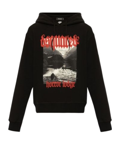 Dsquared2 Graphic-print Cotton Hoodie In Black