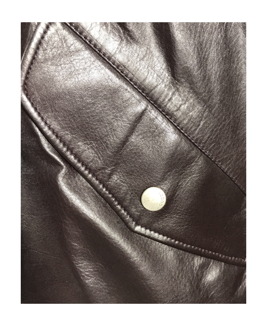 Gucci Logo Leather Jacket In Black