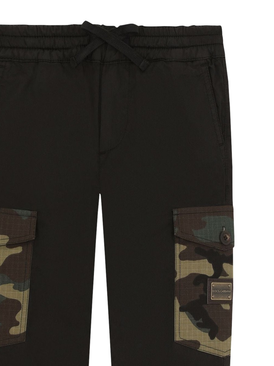 Dolce & Gabbana Cargo-print Pocket Track Trousers In Black