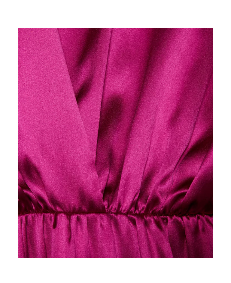 Gucci Wrap-front Balloon-sleeve Silk-blend Gown In Purple