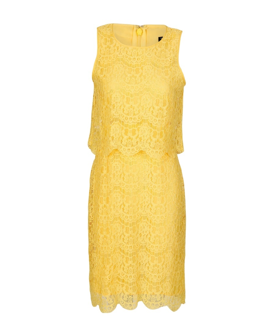 Shop Armani Jeans A Tight Lace Dress In Yellow