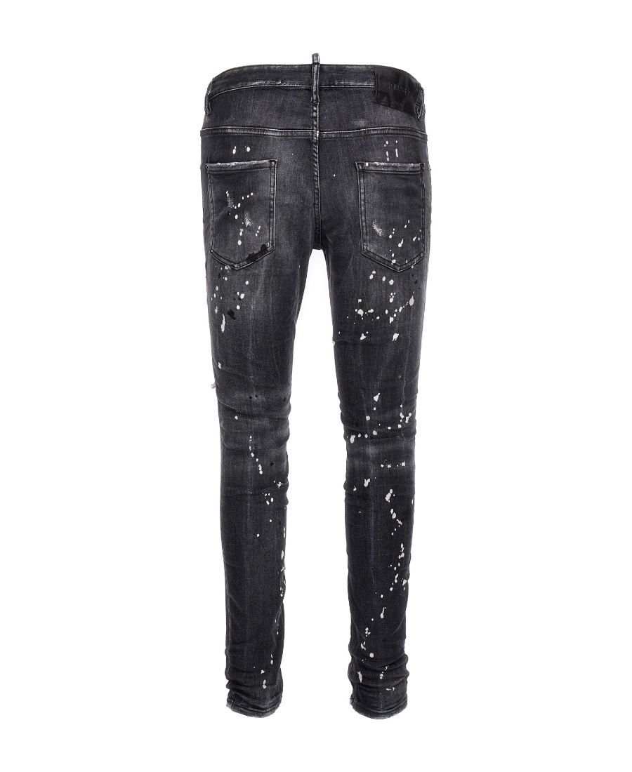 Dsquared2 Denim Trousers Distressed Belt Loops In Black