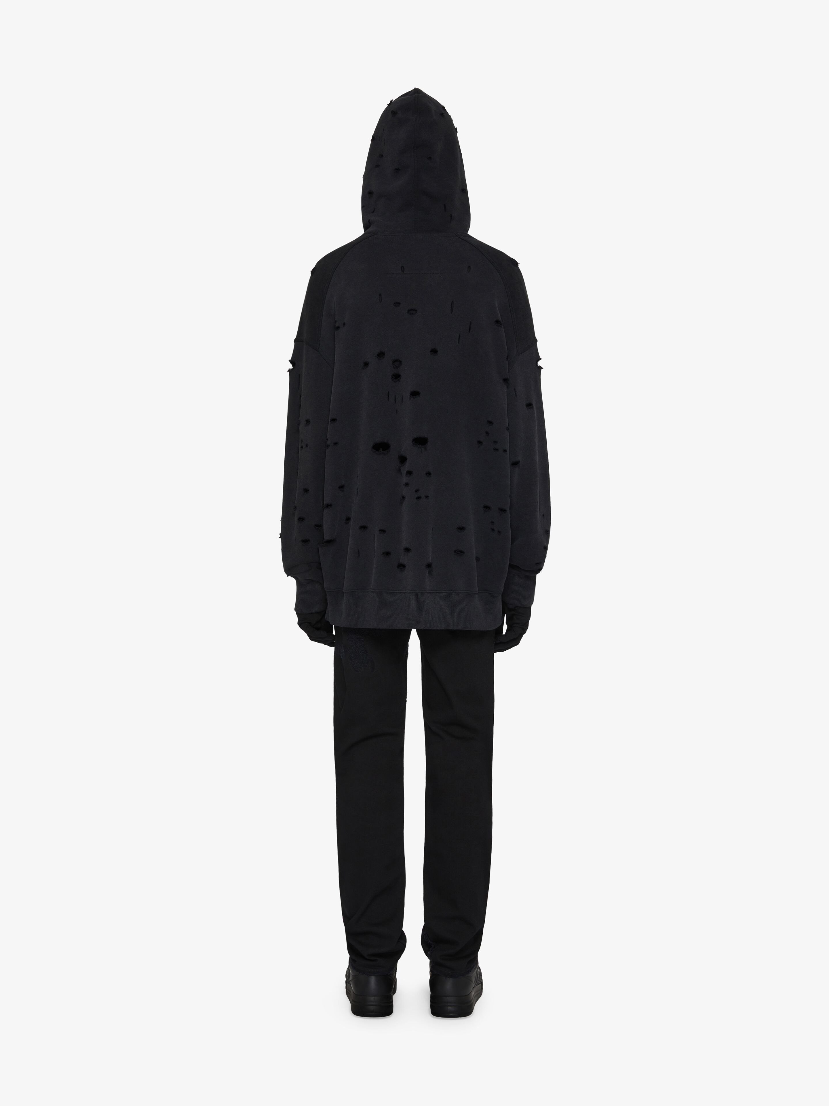 GIVENCHY GIVENCHY DISTRESSED LOGO PRINTED DRAWSTRING HOODIE