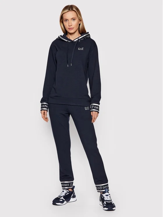 EA7 NAVY BLUE LOGO SWEATER AND SWEATPANTS SUIT 
