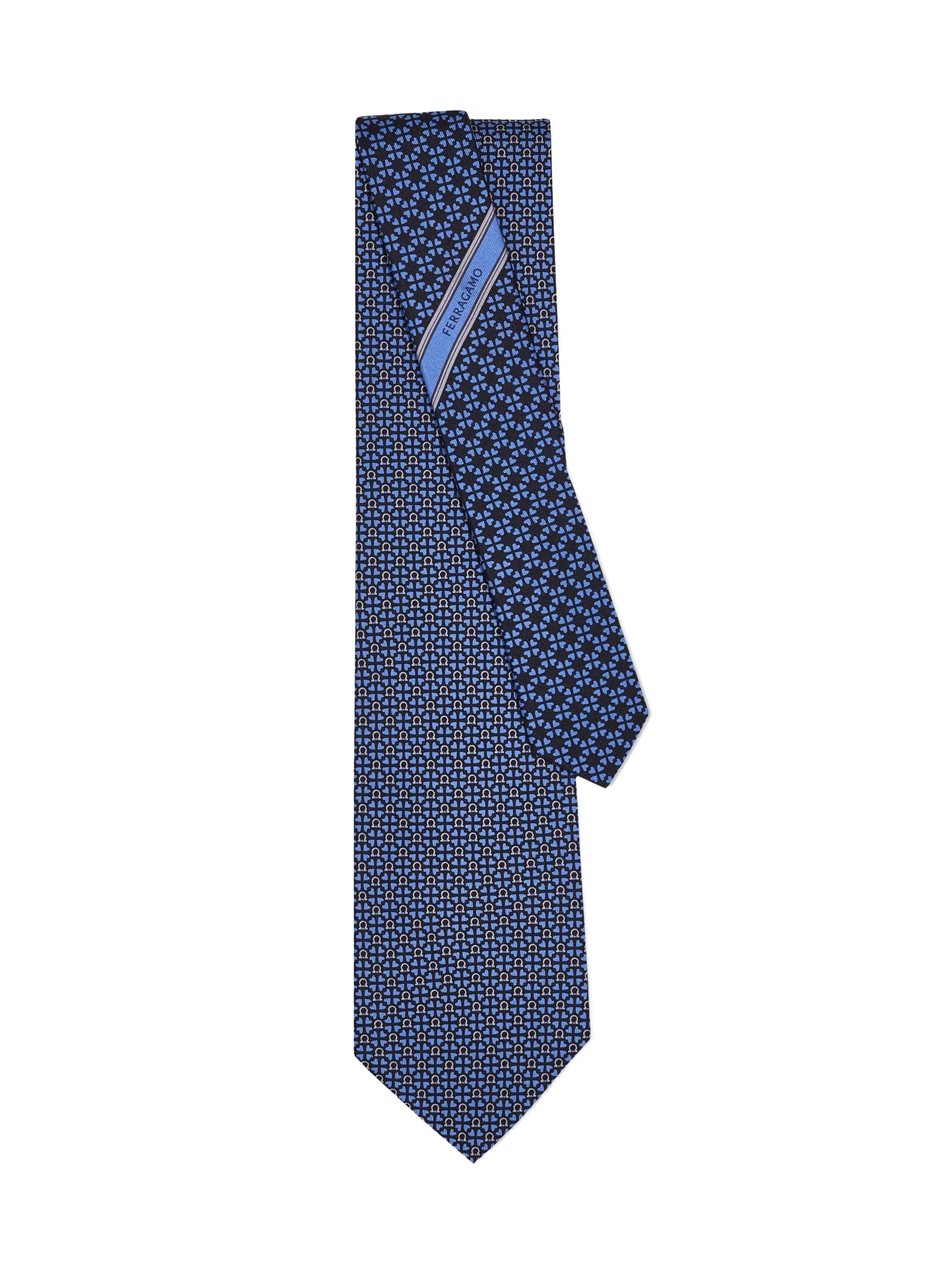 Ferragamo Gancini And Hearts Printed Silk Tie