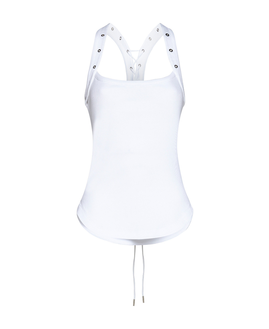 Attico Cotton Studded-strap Tank Top In White