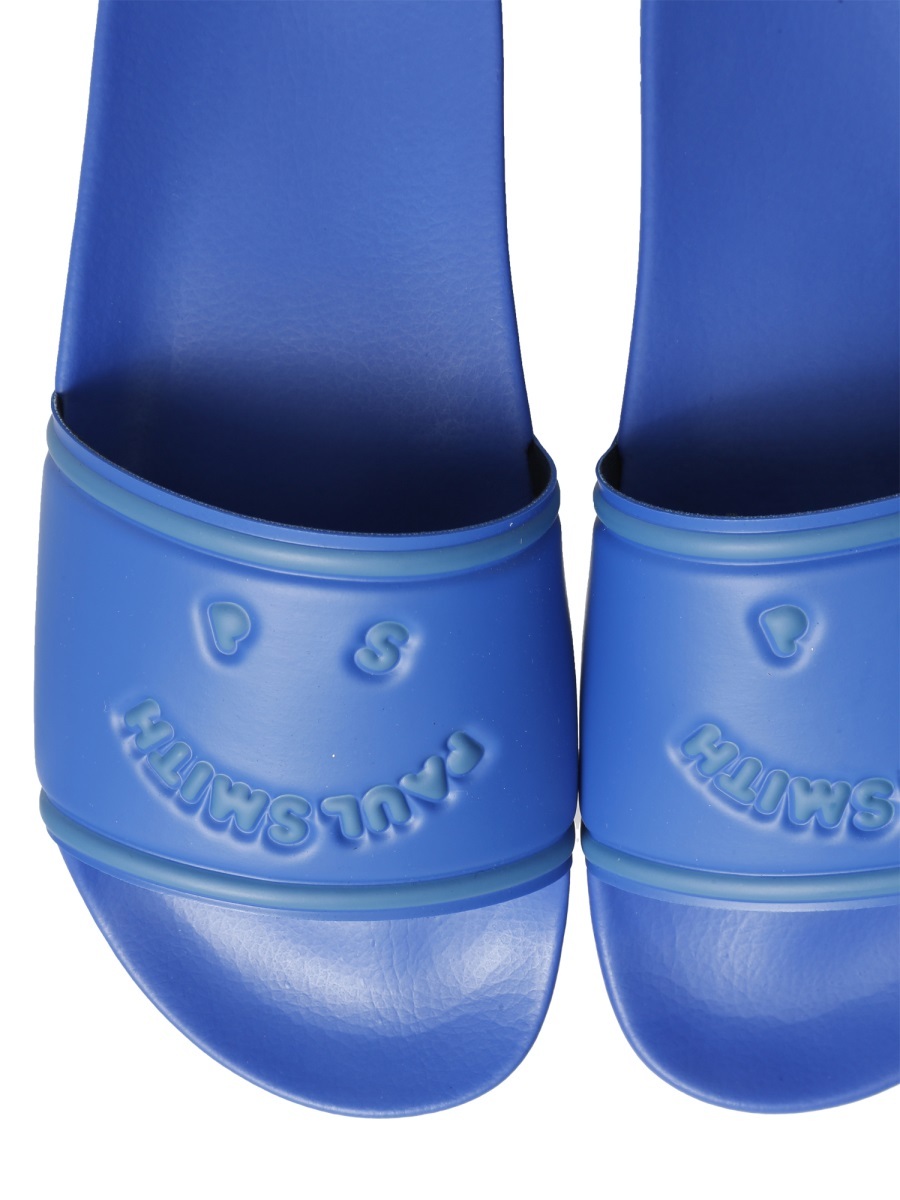 Shop Ps By Paul Smith Logo Embossed Slides In Blue