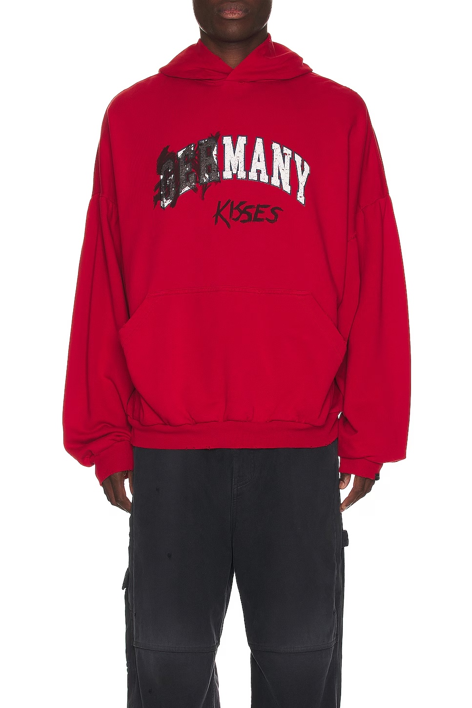 Balenciaga Hooded Long-sleeved Sweater In Red