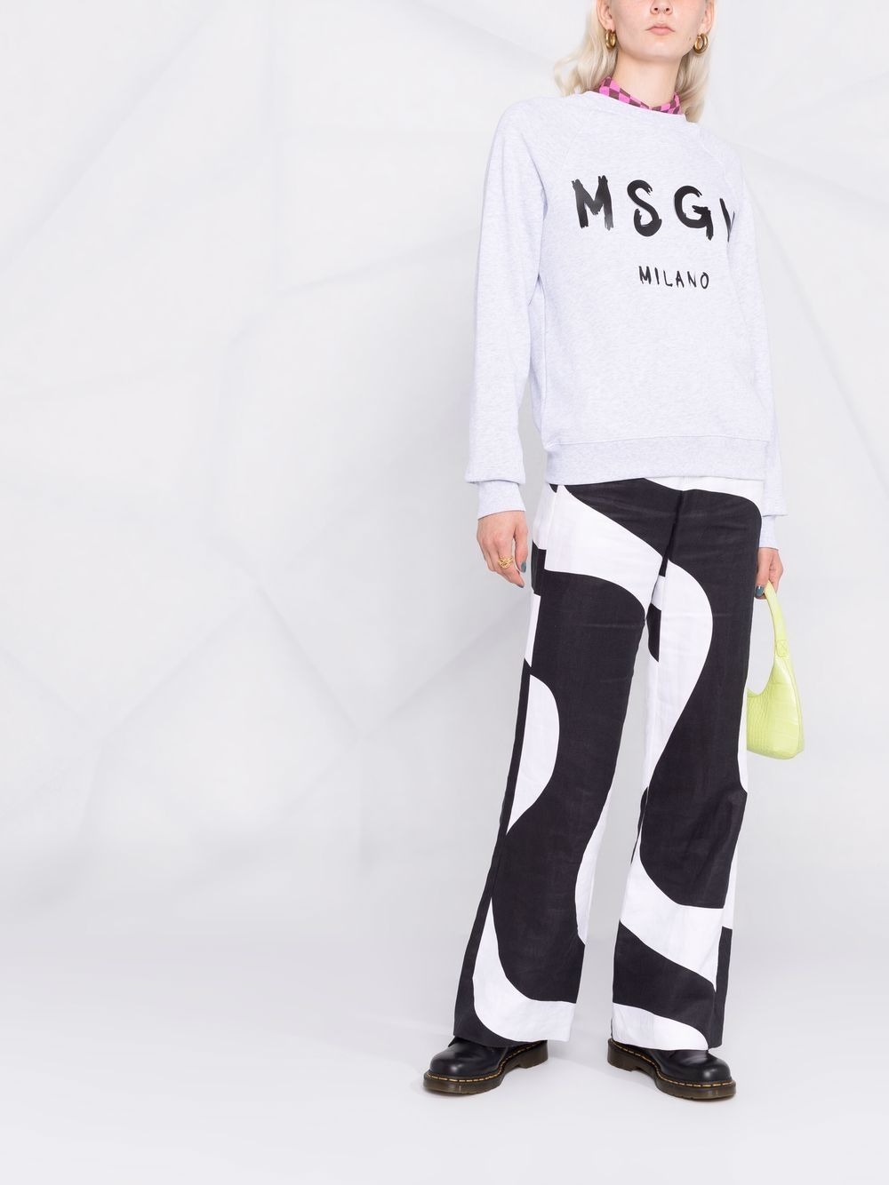 Msgm Logo Printed Crewneck Sweatshirt In White